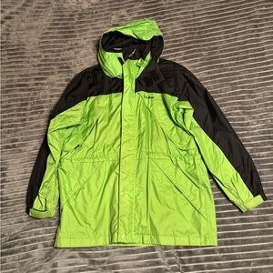 LL Bean Youth Large Green and Black Hooded Jacket